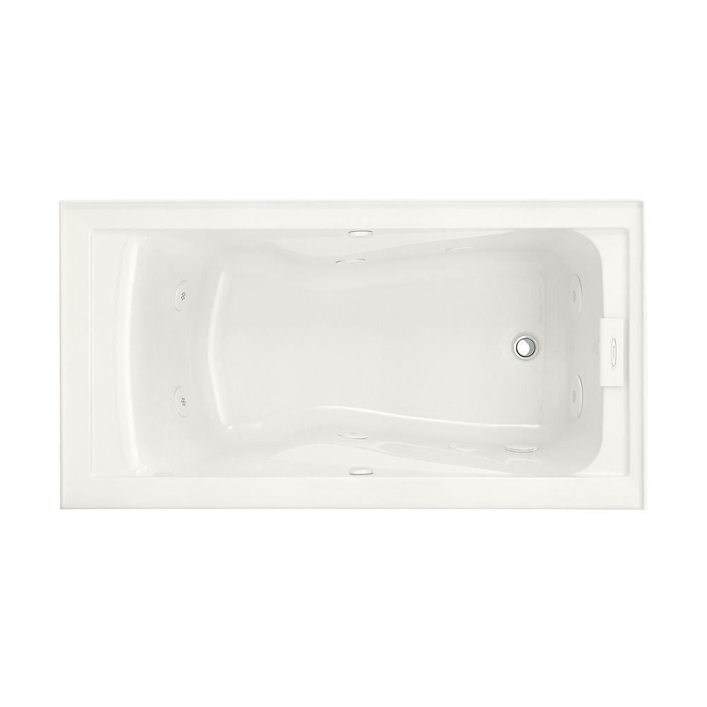 acrylic right drain rectangular alcove whirlpool bathtub in white