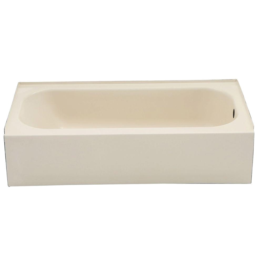right drain rectangular alcove soaking bathtub in bone
