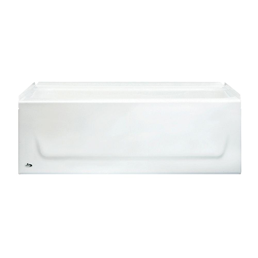 left drain rectangular alcove soaking bathtub in white