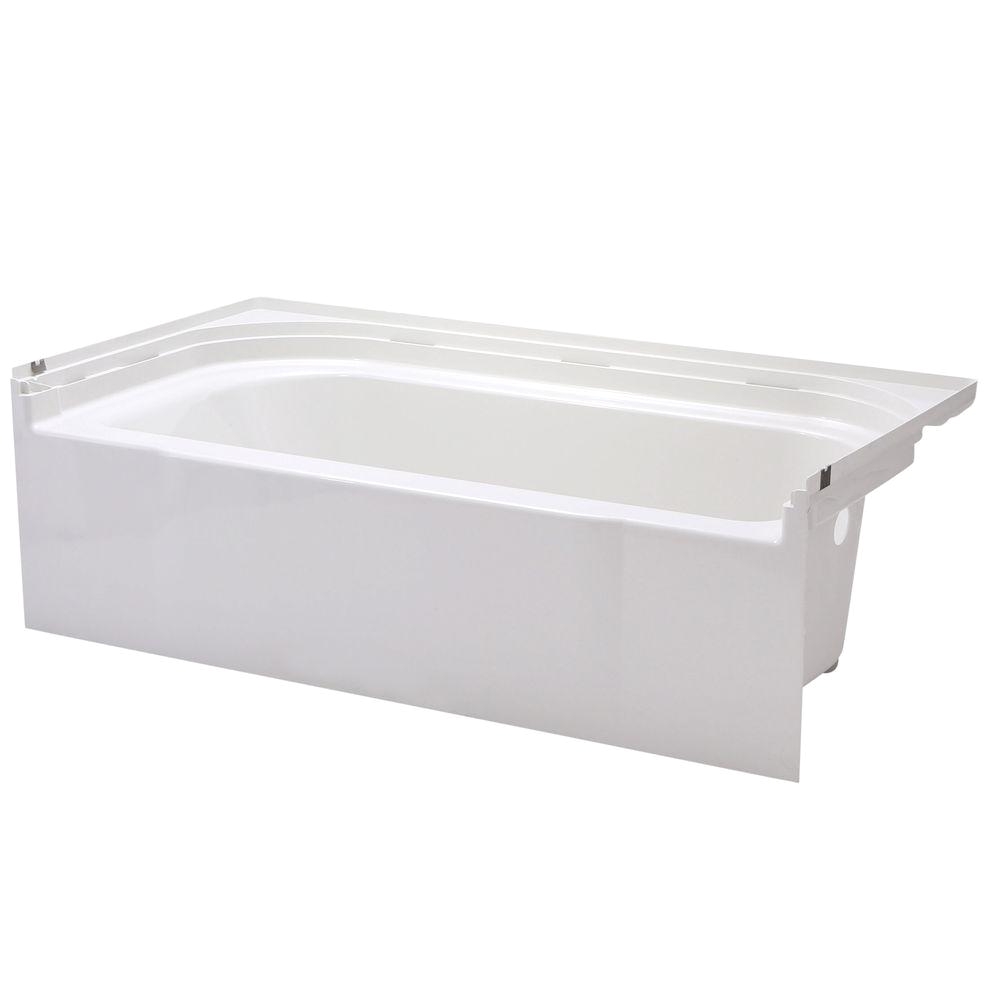 right drain rectangular alcove soaking tub in white