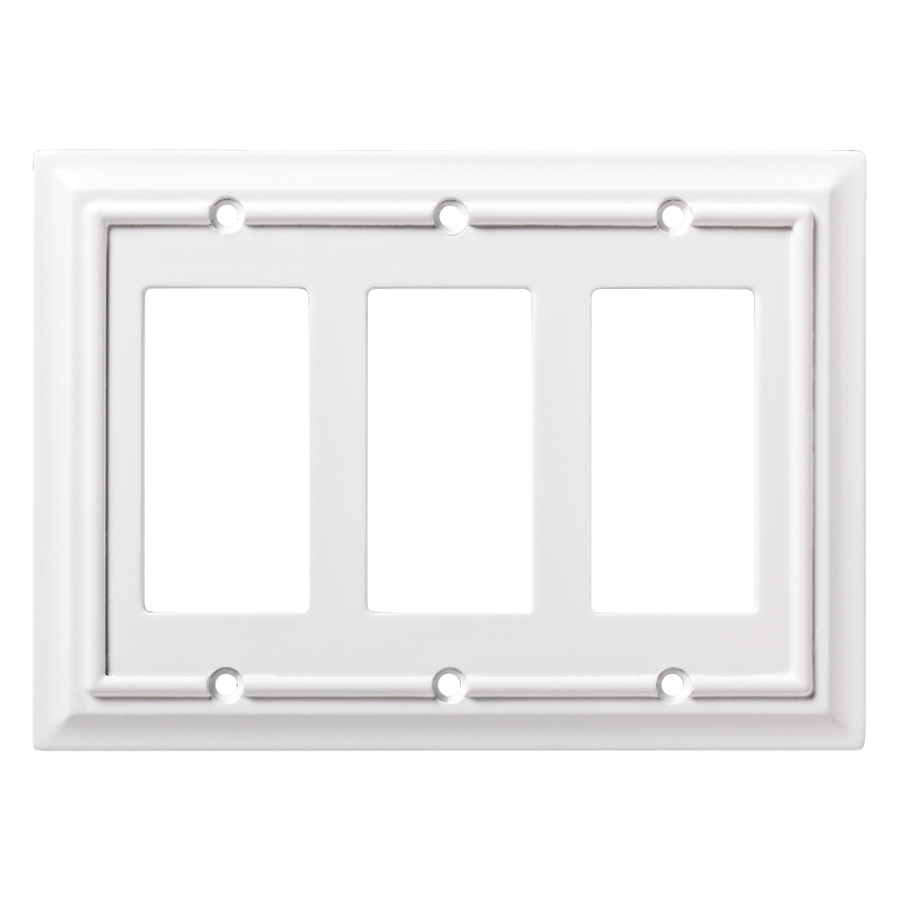 brainerd architectural 3 gang pure white triple blank toggle wall plate