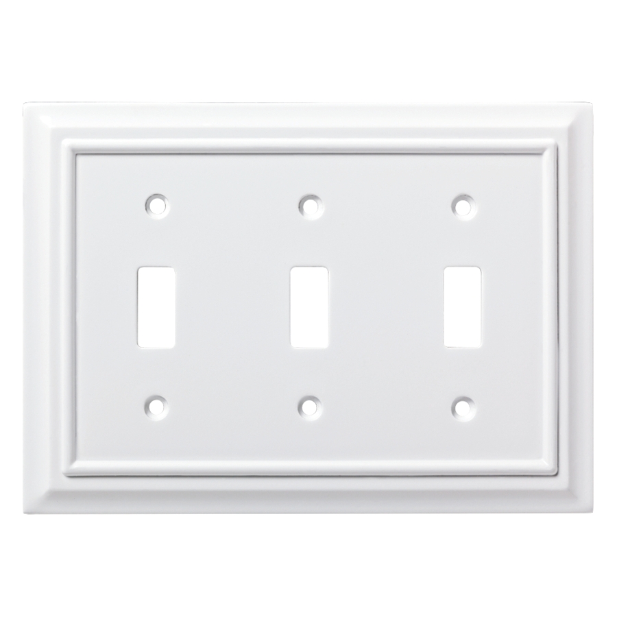 brainerd architectural 3 gang pure white triple toggle wall plate