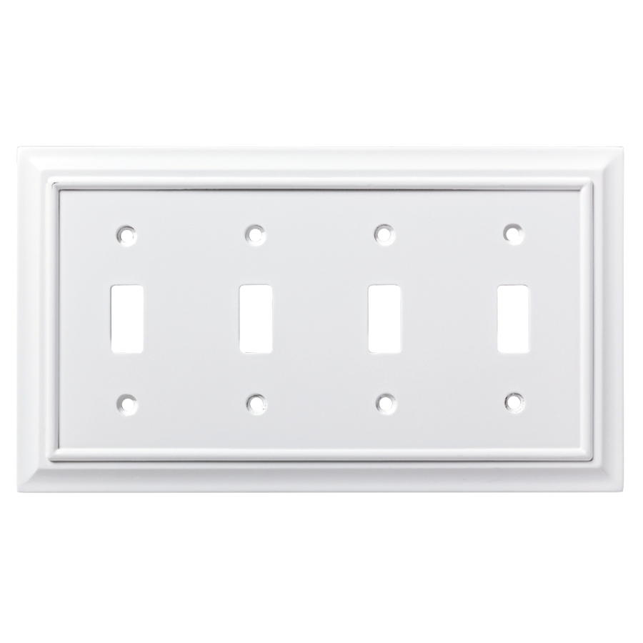 brainerd architectural 4 gang pure white quad toggle wall plate