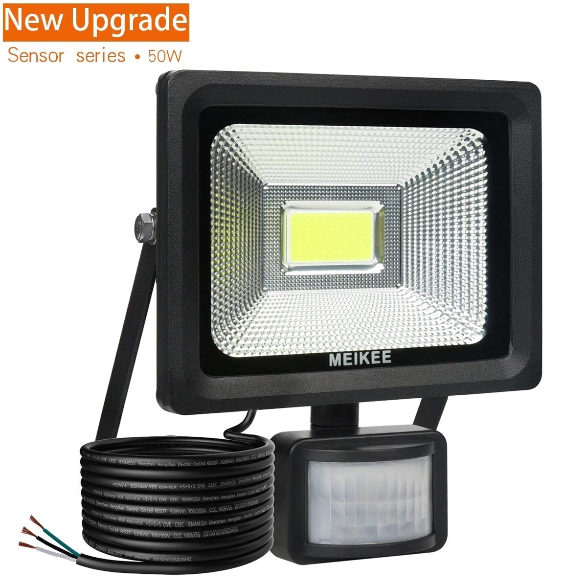 motion sensor flood light meikee 50w super bright led flood lights high output 3750 lumen 150w hps bulb equivalent daylight white waterproof