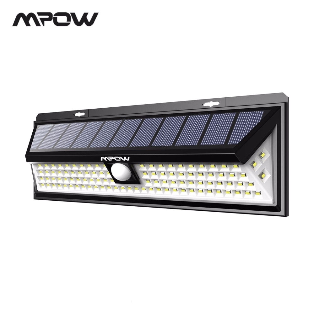 mpow cd126 super bright 102 led solar light waterproof outdoor garden secure lights lamps with motion senor 3 adjustable models in solar lamps from lights