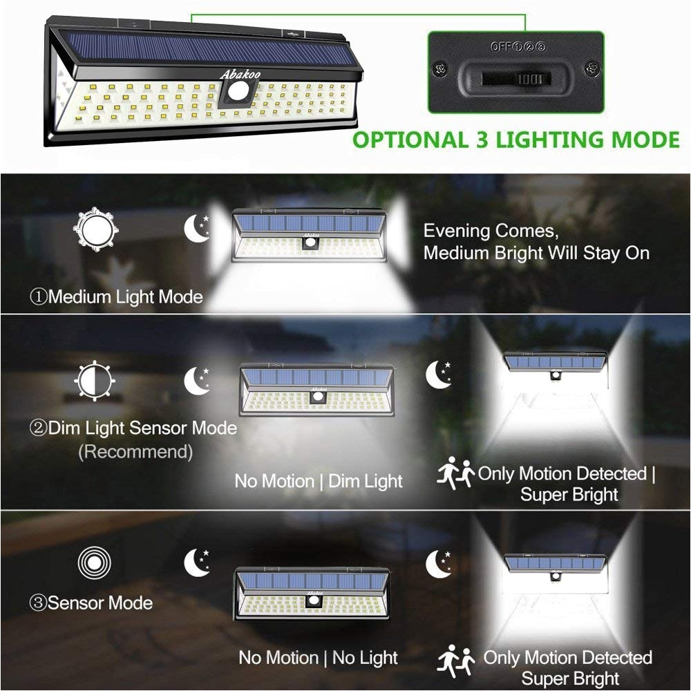 Brightest Motion Sensor Light solar Light Abakoo 80 Leds Super Bright Outdoor Motion Sensor solar