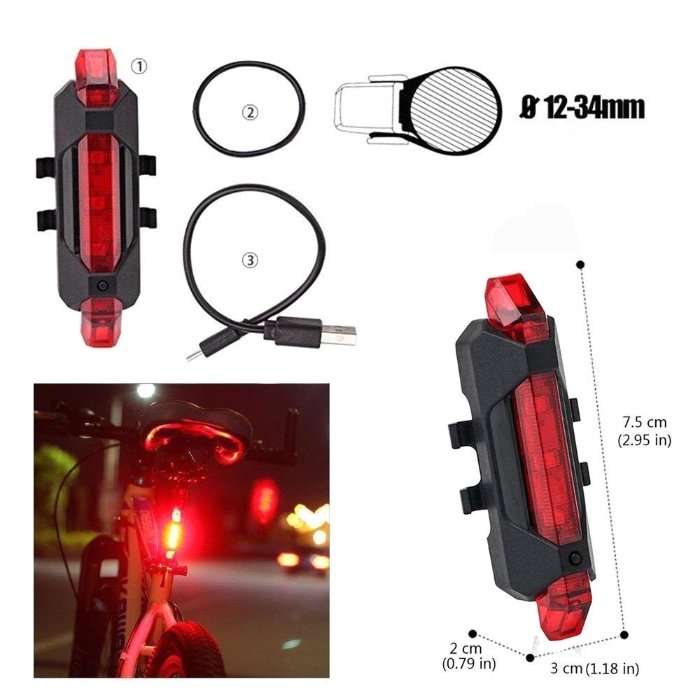 amazon com xinsir bike light super bright 5 led usb rechargeable shockproof bicycle tail light waterproof easy installation for cycling safety warning