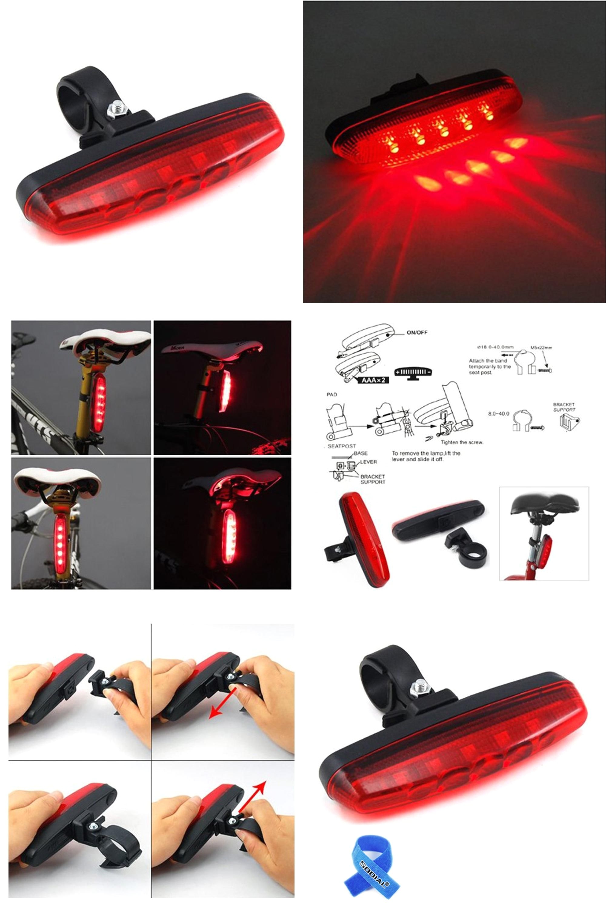 visit to buy ultra bright waterproof 5 led biking bike bicycle cycling rear back