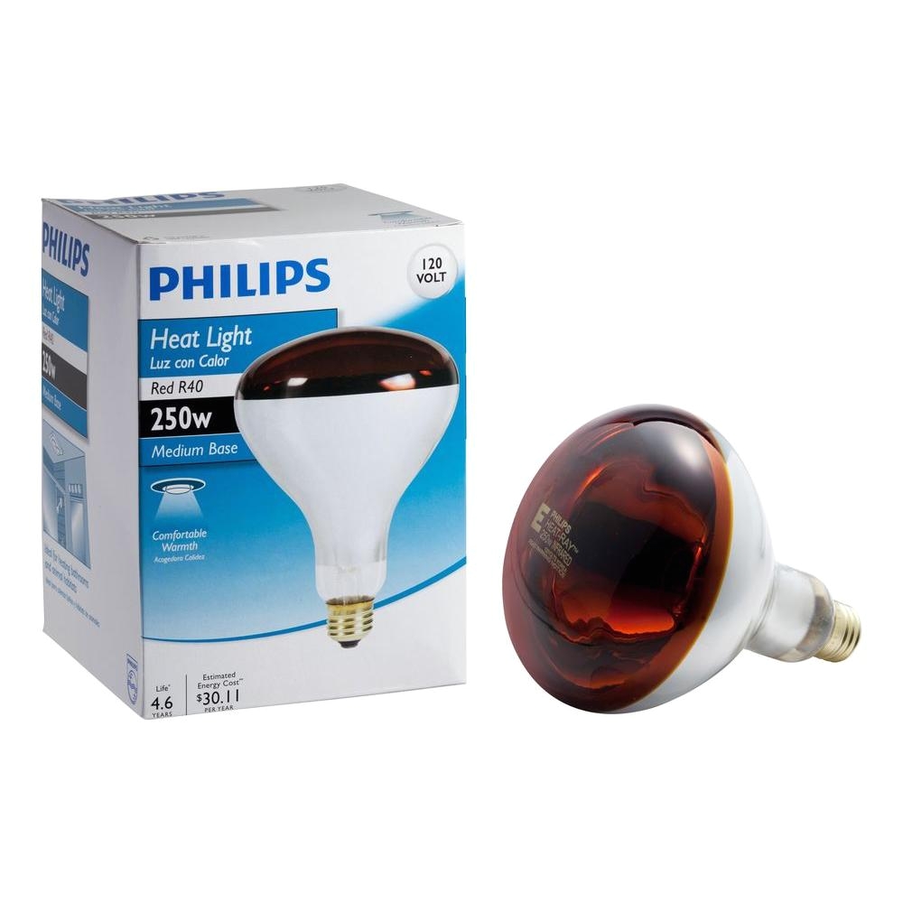 philips 250 watt incandescent r40 red heat lamp light bulb