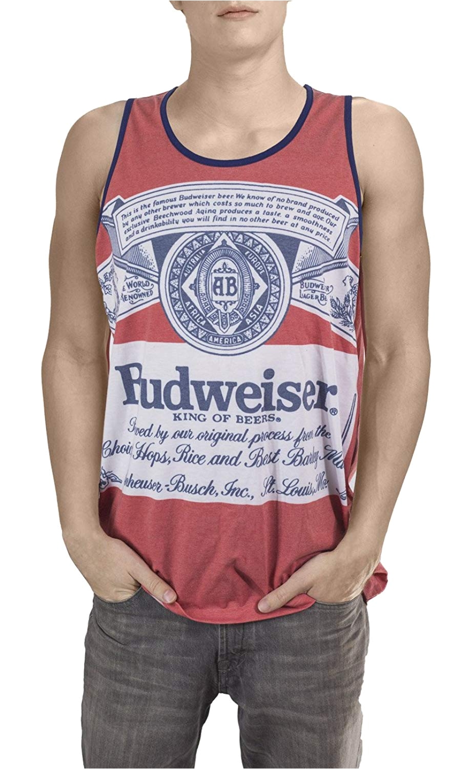 amazon com calhoun sportswear mens budweiser king of beers faded tank clothing