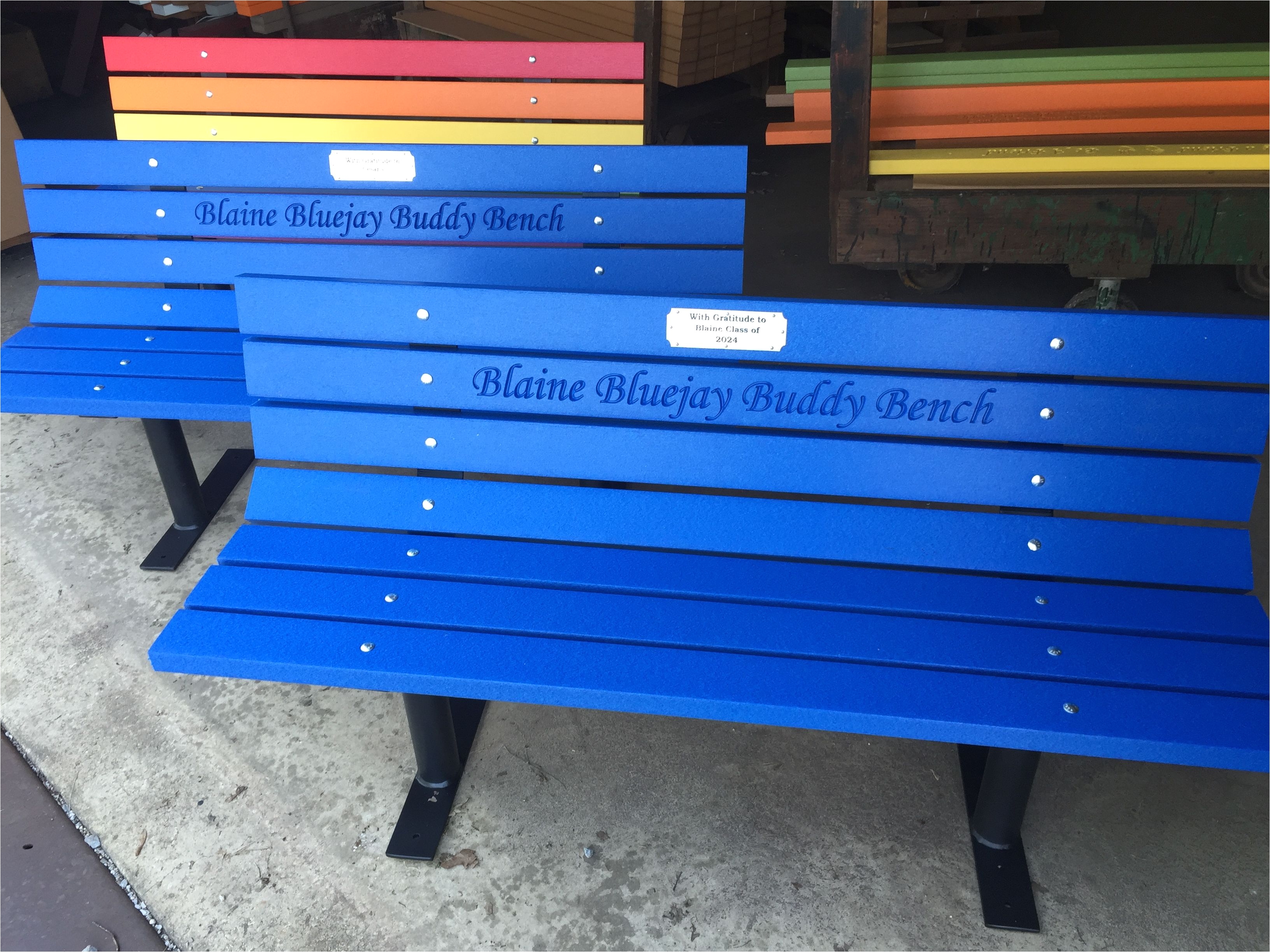 we can manufacture your buddy bench in any color you wish coordinate your school colors roudebushco