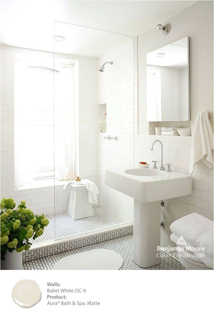 create your own bathroom oasis with benjamin moore aura bath spa paint in ballet white oc 9 aura bath spa is specially formulated to resist mildew
