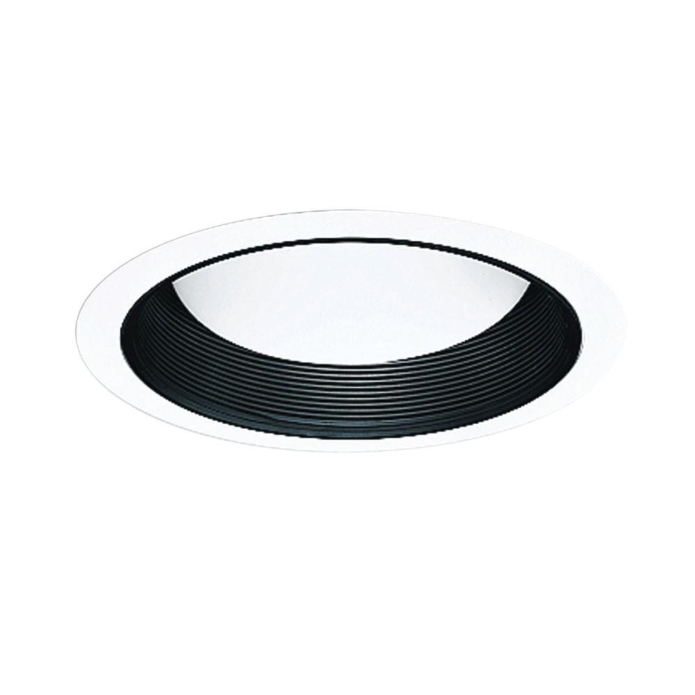 black recessed ceiling light baffle splay and white trim