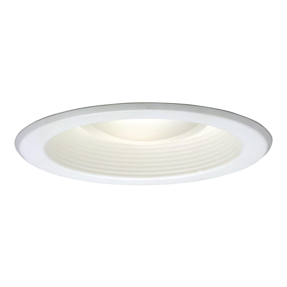 white recessed ceiling light with baffle trim