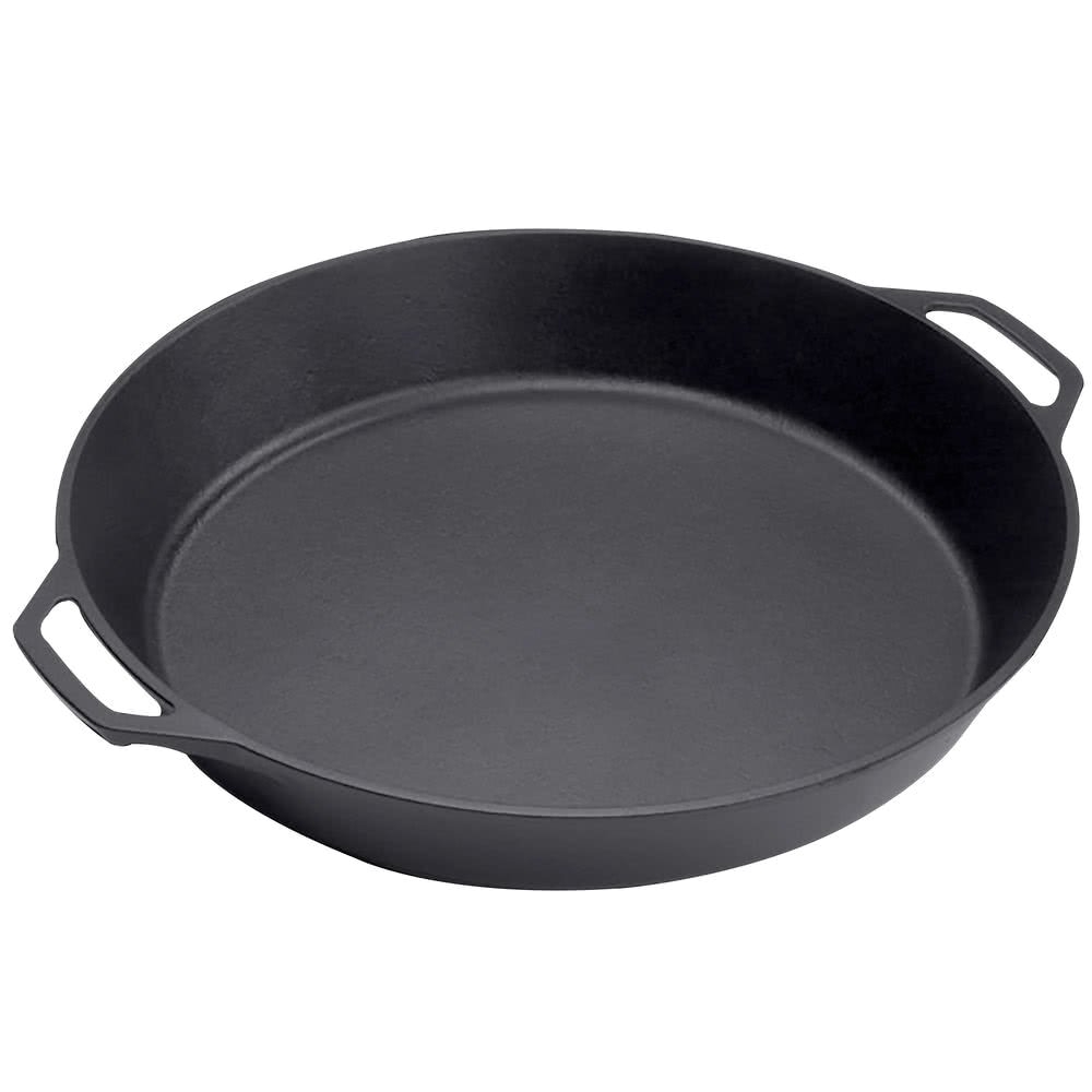 amazon com lodge seasoned cast iron skillet with 2 loop handles 17 inch ergonomic frying pan kitchen dining