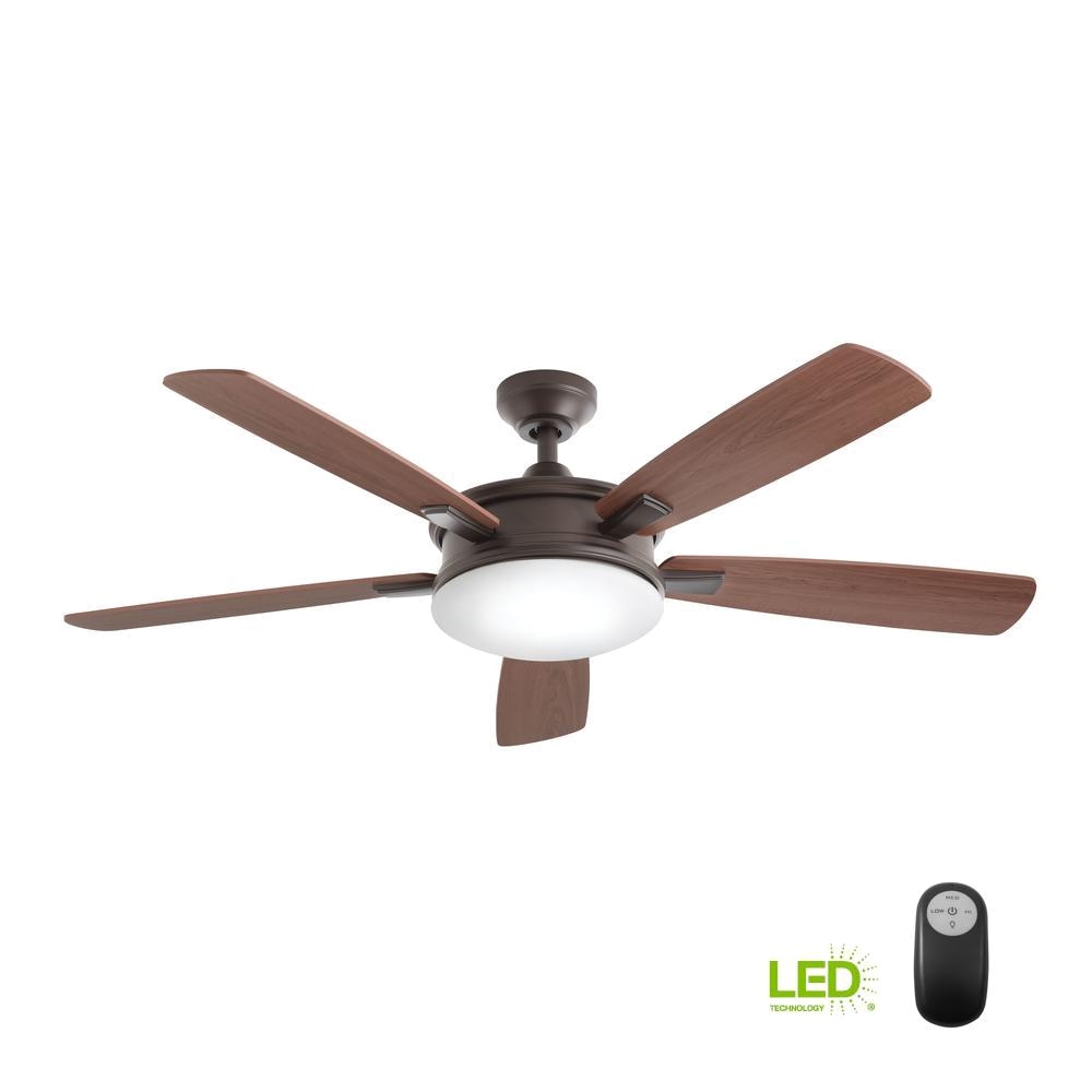 home decorators collection daylesford 52 in led indoor oiled rubbed bronze ceiling fan with light