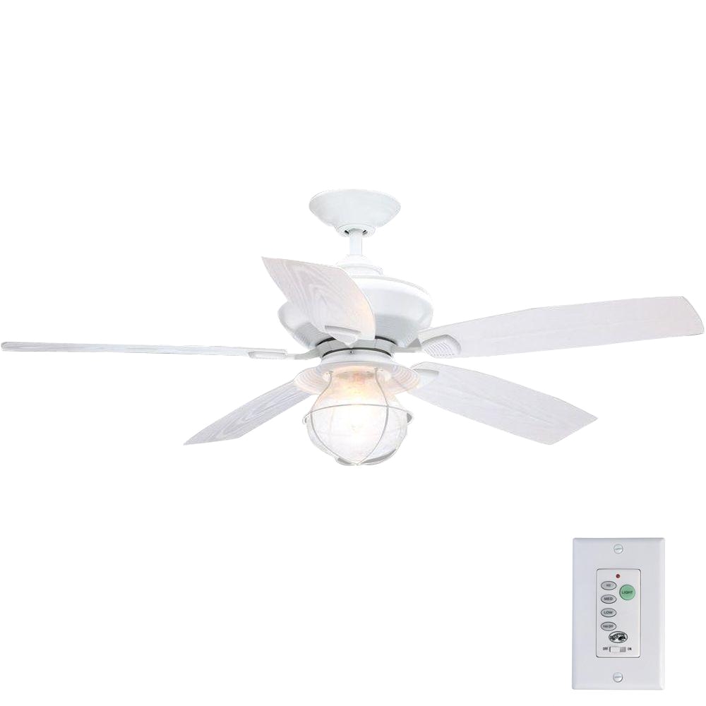 indoor outdoor matte white ceiling fan with wall