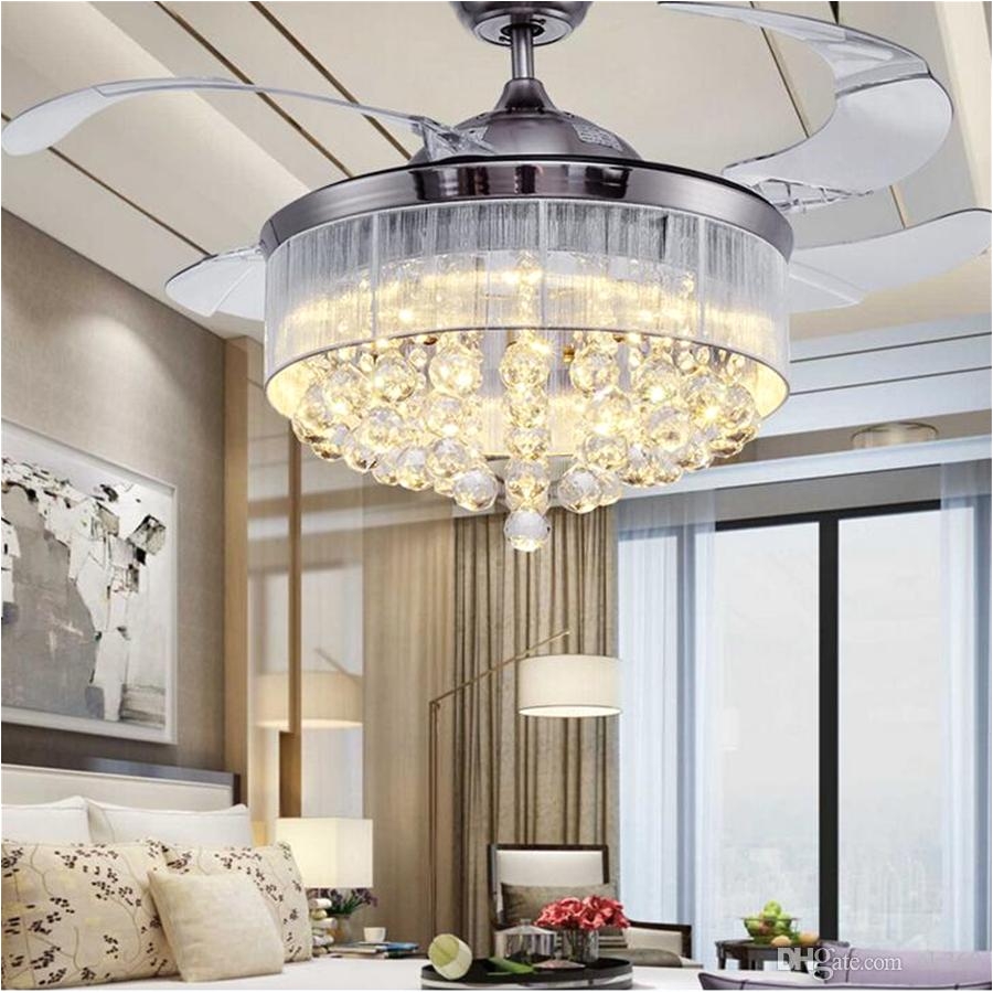 2018 36 inch 42 inch led ceiling fans light 110 240v invisible blades ceiling fans modern fan lamp living room european chandelier ceiling light from ok360
