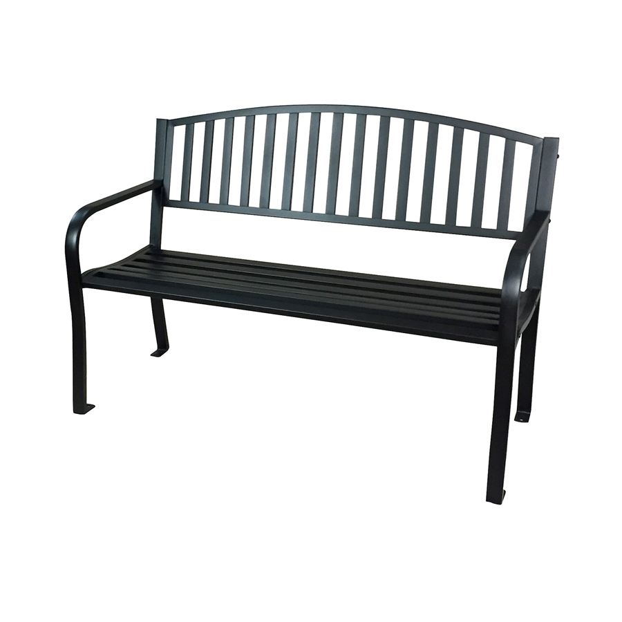 garden treasures 23 63 in w x 50 in l black steel patio bench