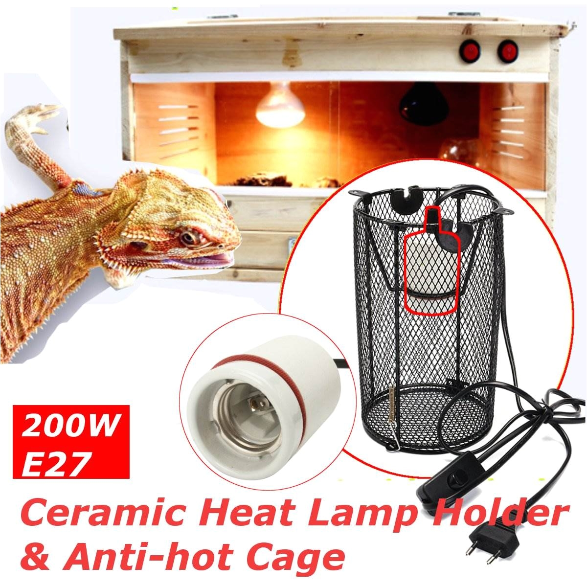 aliexpress com buy reptile heating lamp holder ceramic light e27 clamp reflector cylinder black tortoise terrariums amphibian snake chicken brooder from