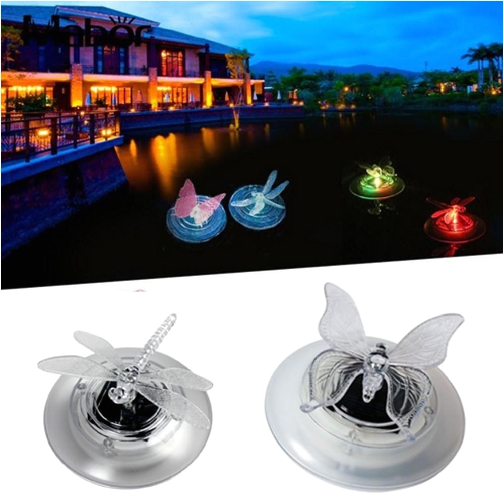 solar power swimming pool pond color changing water floating lamp butteryfly dragonfly led light