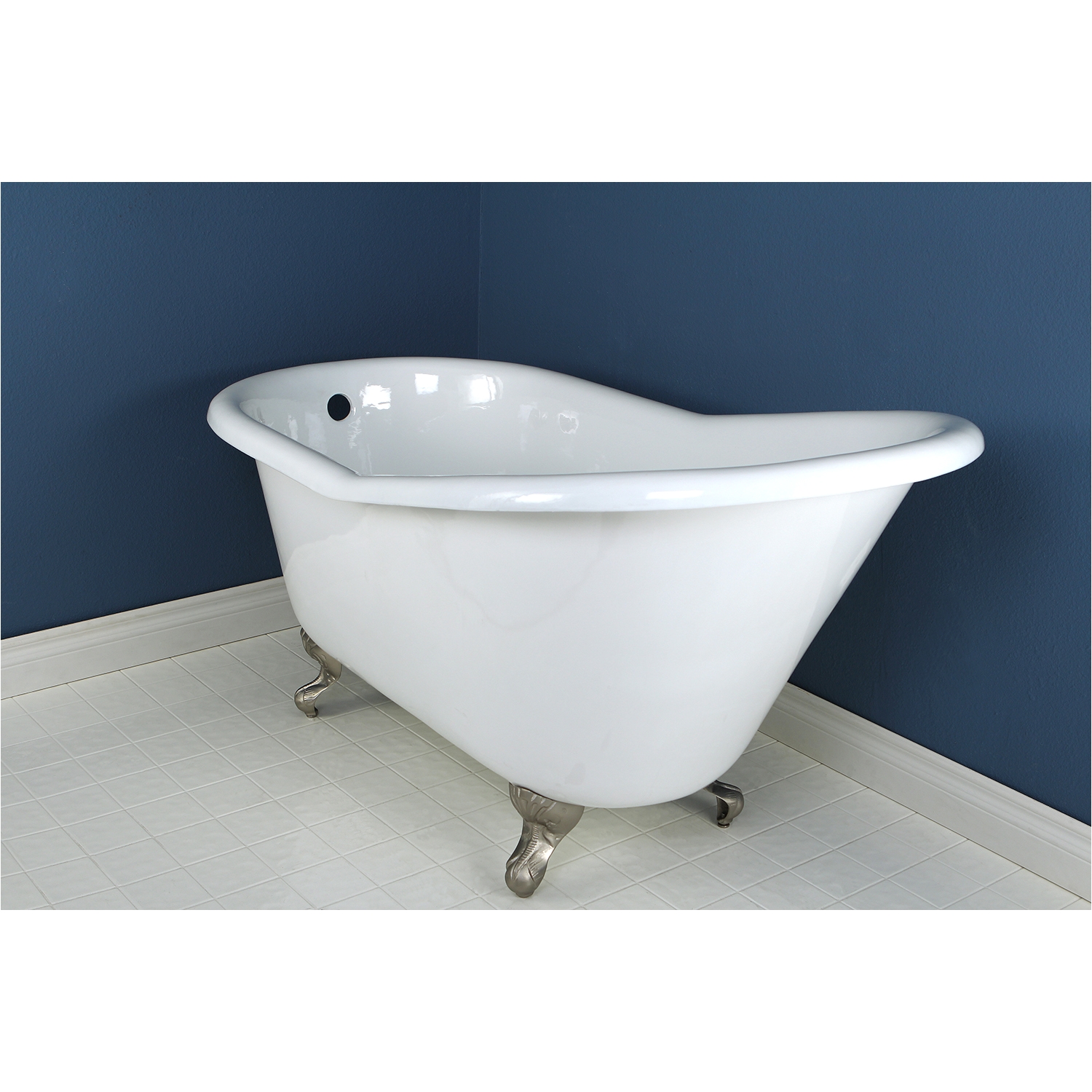 kingston brass aqua eden 60 cast iron slipper clawfoot bath tub with satin nickel feet