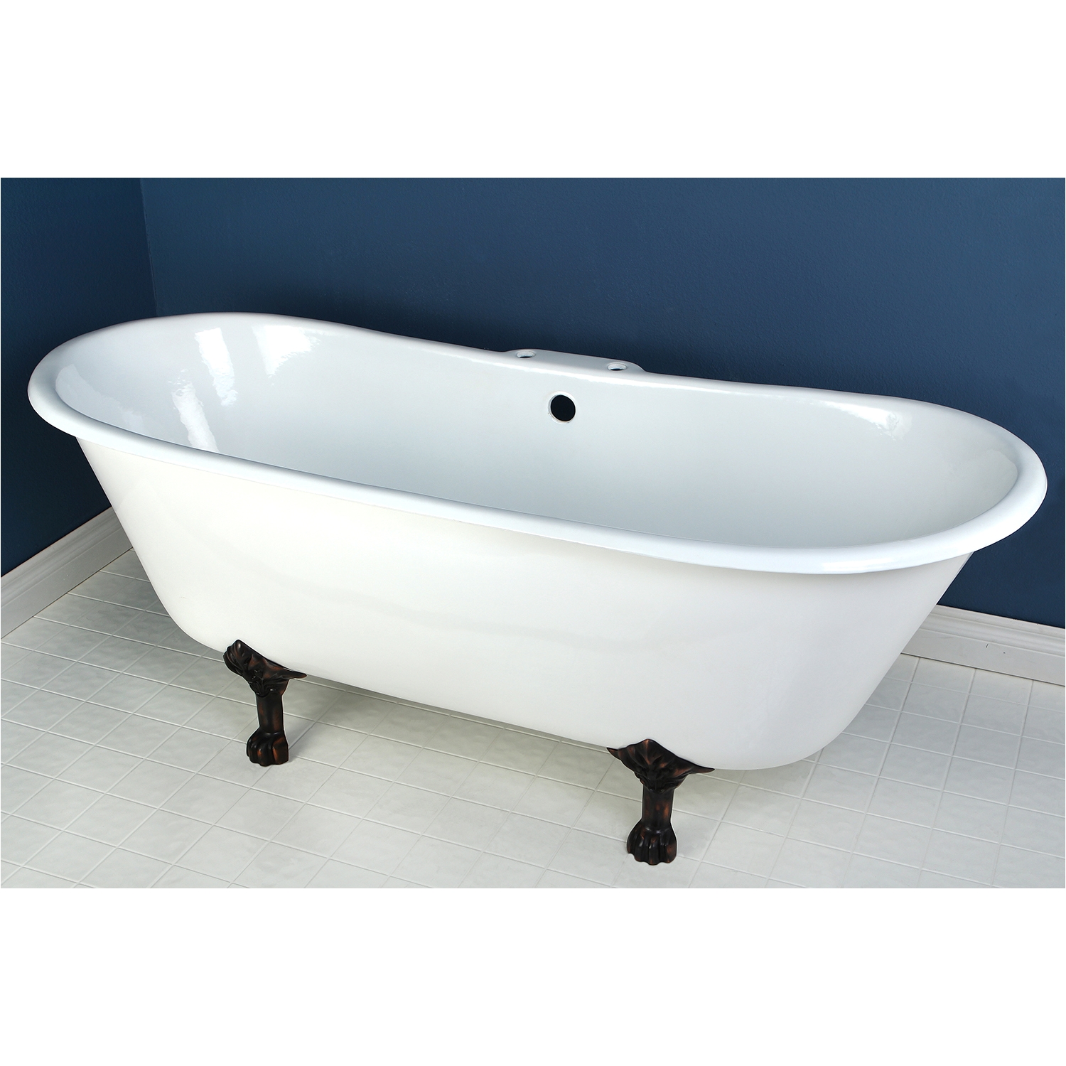 kingston brass aqua eden 67 cast iron double slipper clawfoot bath tub with oil rubbed