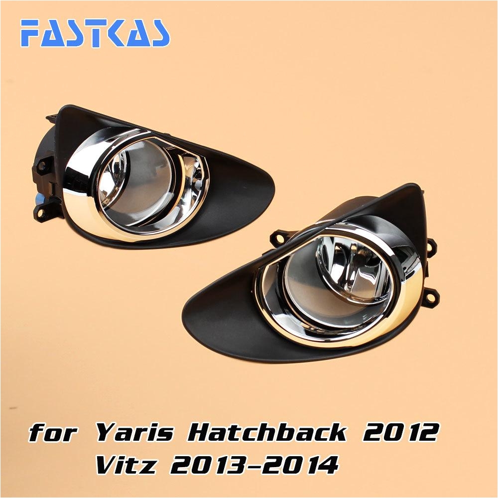 12v 55w car fog light for toyota yaris hatchback 2012 vitz 2013 2014 left right fog lamp has switch wire plastic chrome cover working led lights working