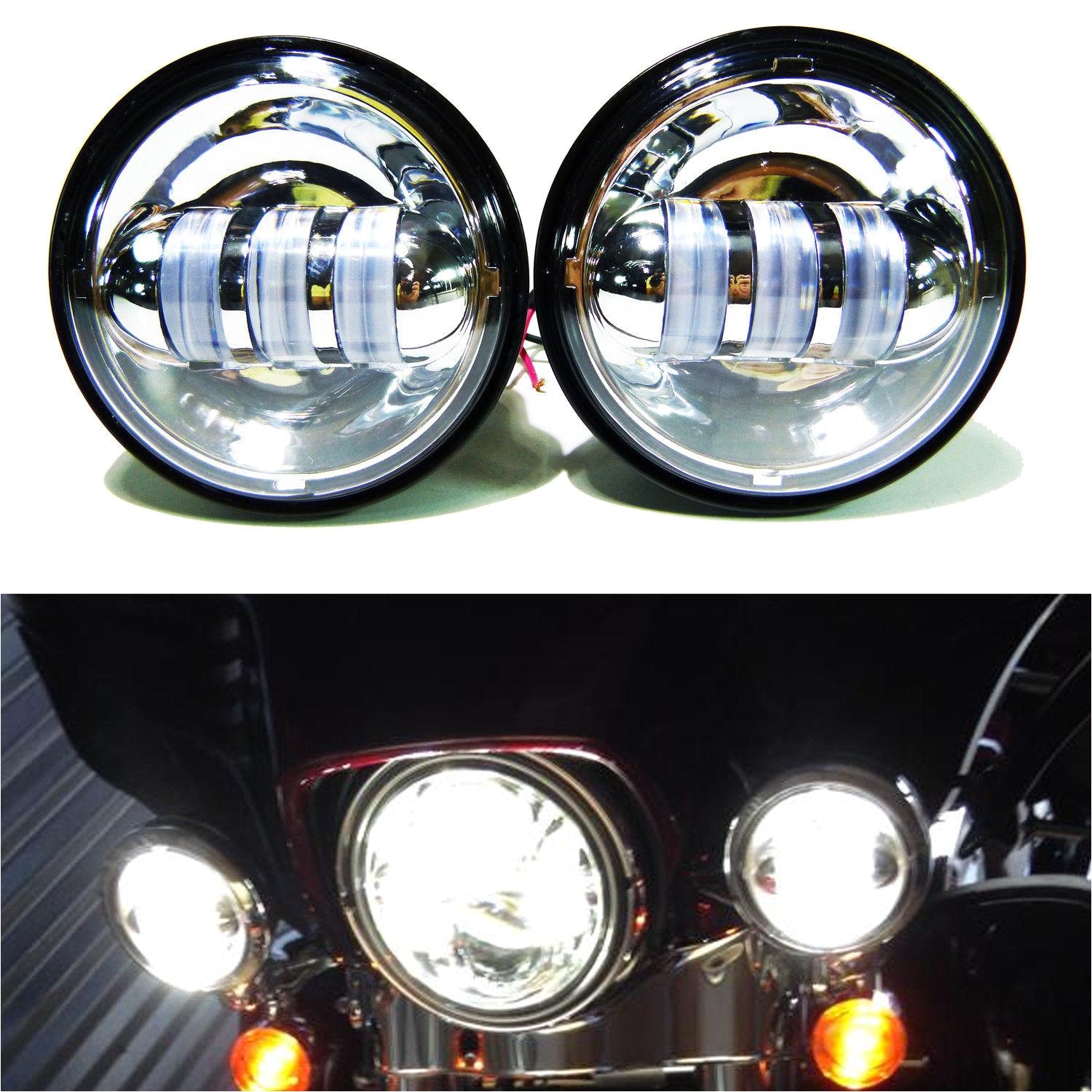 2018 4 1 2 chrome led auxiliary spot fog passing light lamp bulb motorcycle daymaker projector spot driving lamp for harley motorcycle fog lamp from