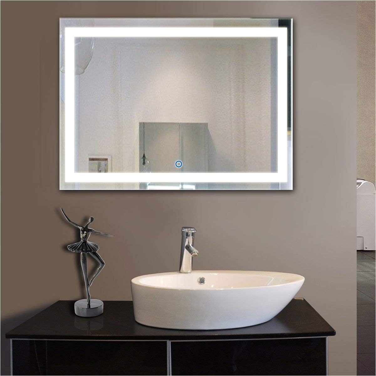 amazon com dp home large illuminated lighted makeup mirror led wall mounted backlit bathroom vanity mirror with touch sensor48 x 36 in e ck010 d home