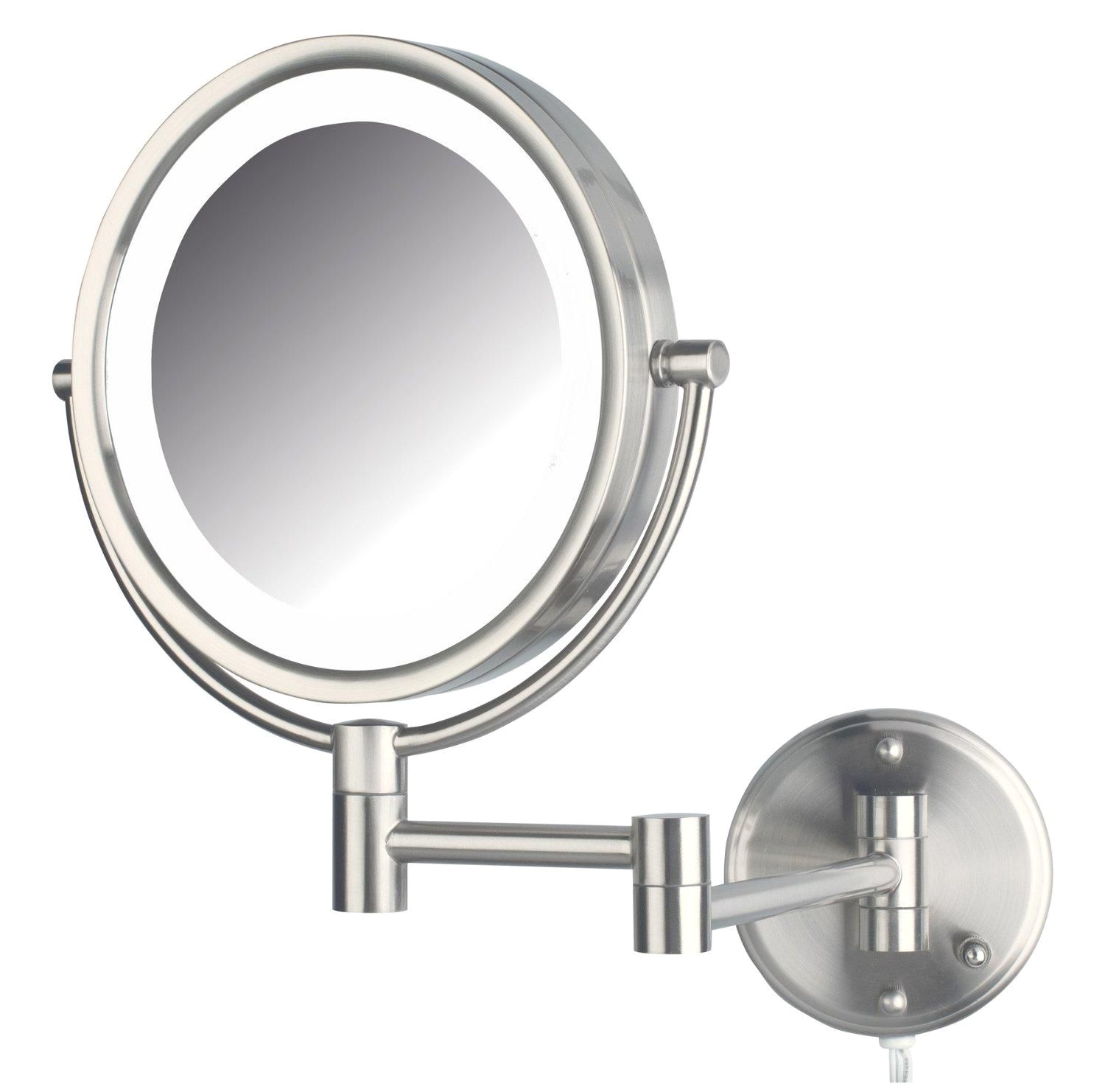 amazon com jerdon hl88nl 8 5 inch led lighted wall mount makeup mirror with 8x magnification nickel finish beauty
