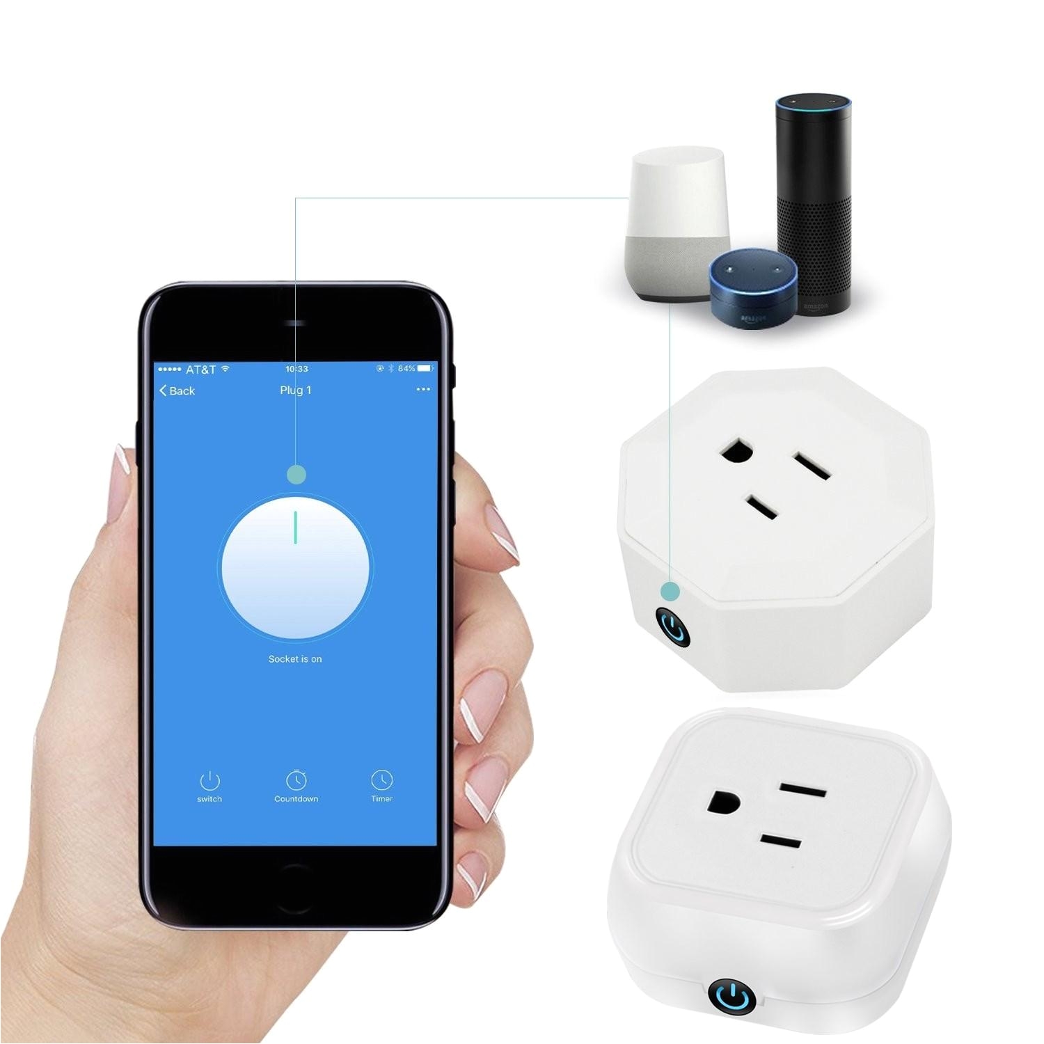 lustreon 10a voice control wifi smart us plug timer socket works with amazon alexa ac100