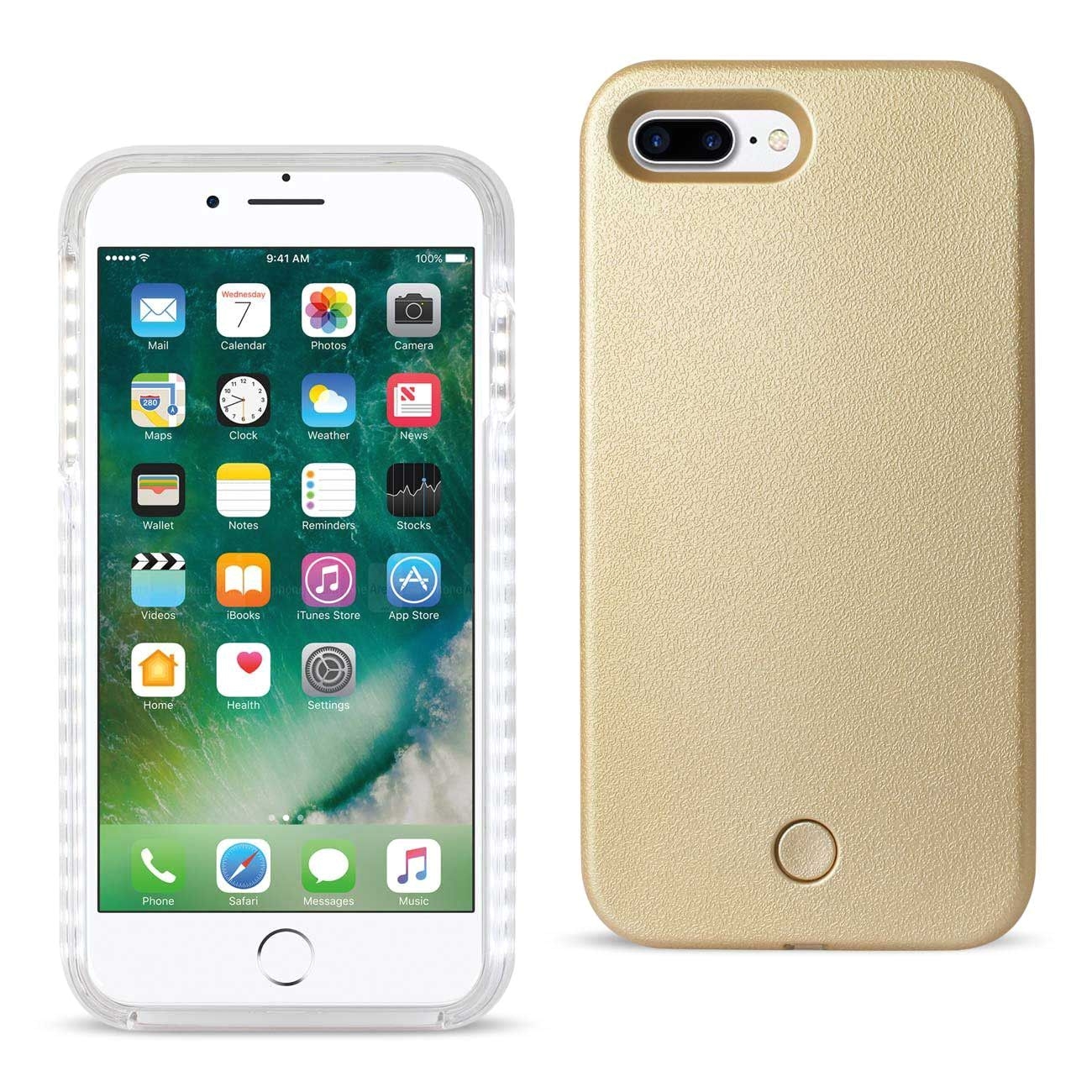 reiko iphone 7 plus led selfie light up illuminated case in gold