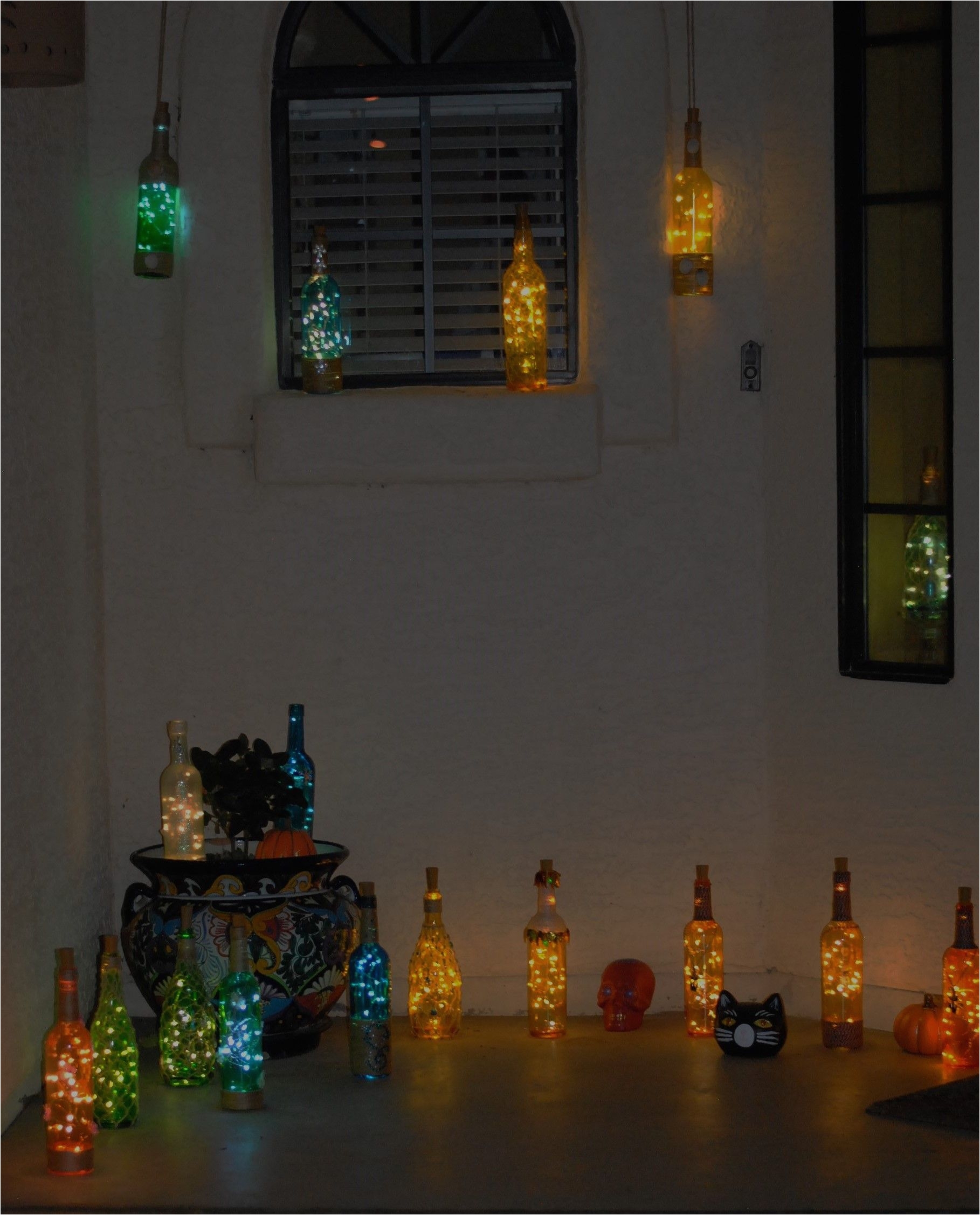 lighted decor for your front porch lighted wine bottles fairy lights