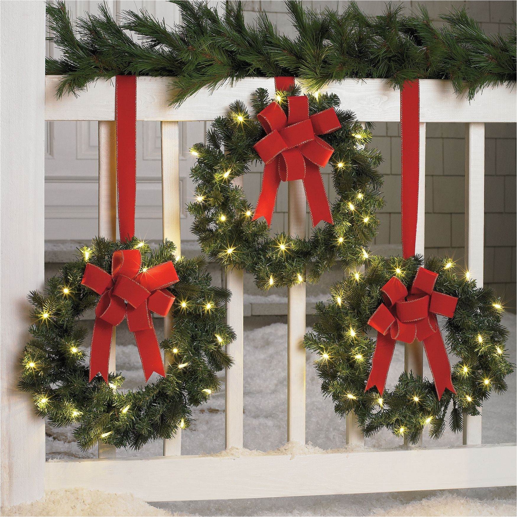 outdoor christmas wreath with lights elegant set 3 cordless pre lit mini christmas wreaths