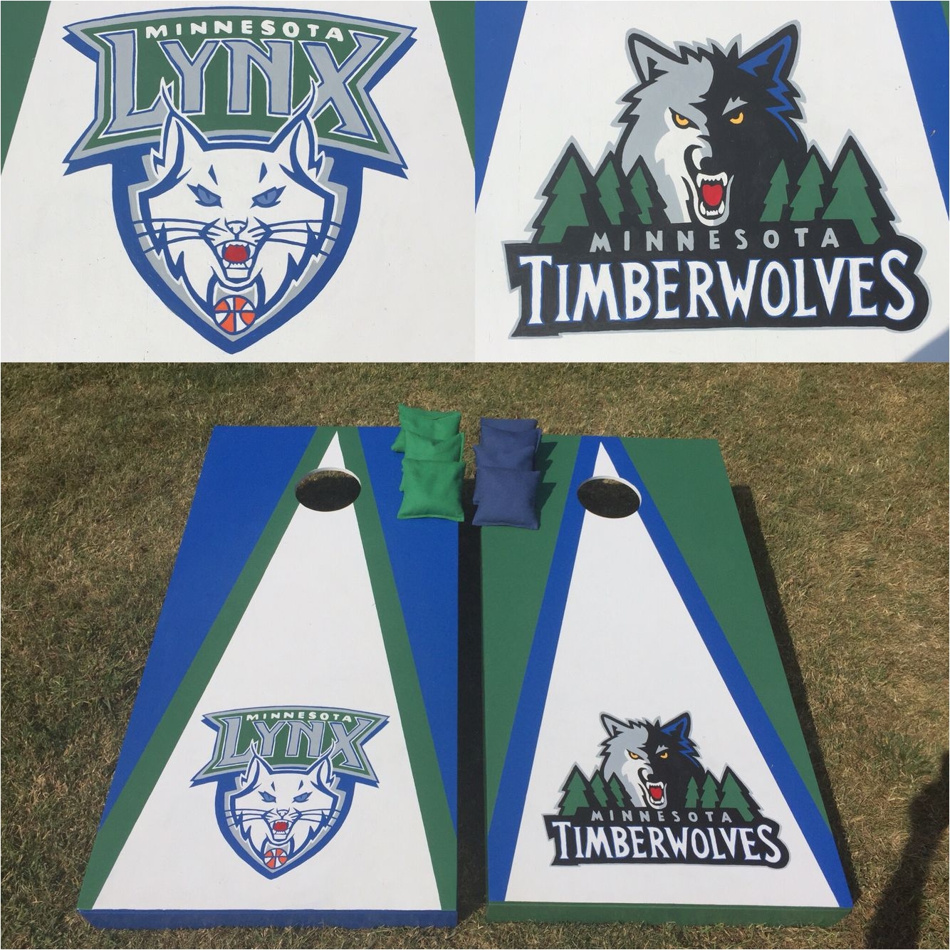 cornhole boards customized any way you want them hand painted monogram or team logo