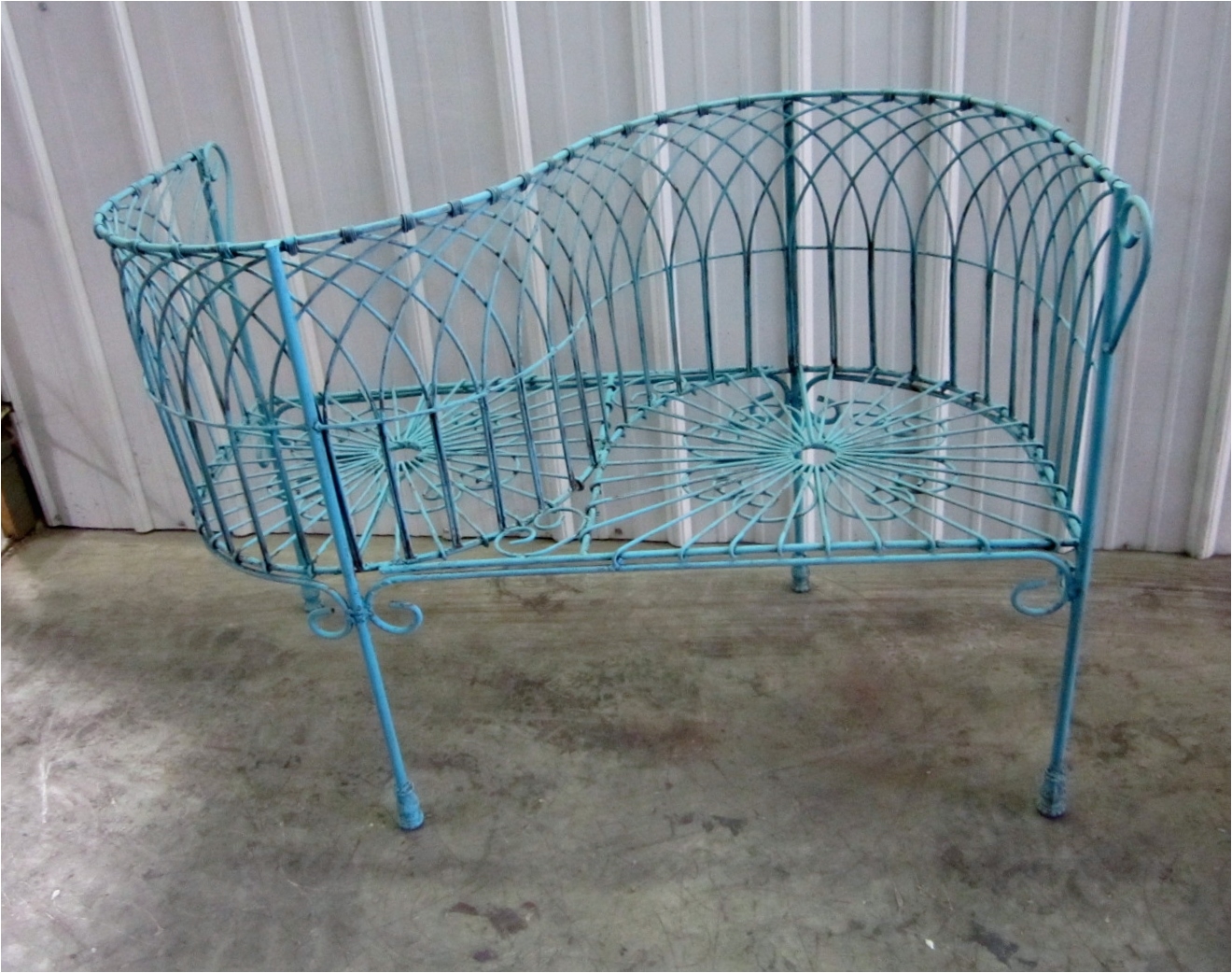 wrought iron antique french courting bench metal seating 43