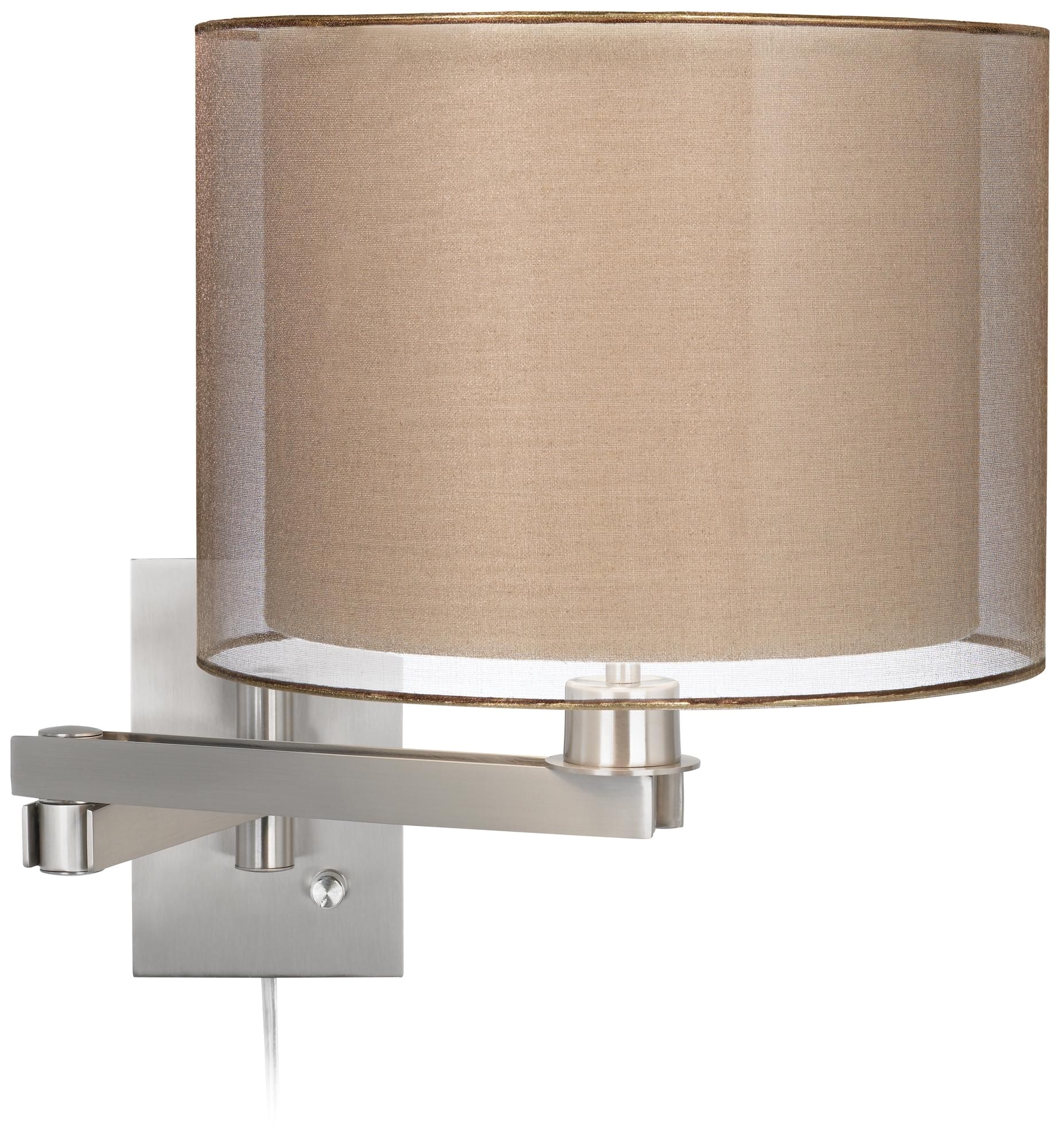 possini euro sheer bronze shade plug in swing arm wall lamp