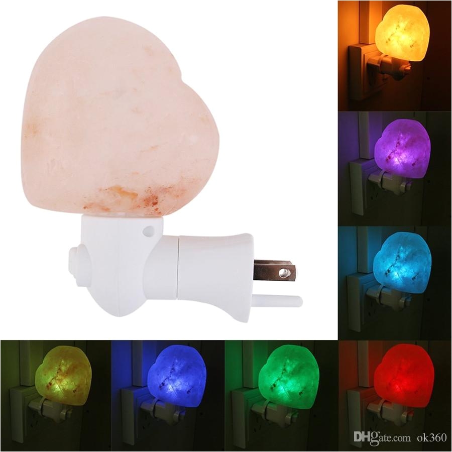 2018 himalayan salt lamp plug in crystal salt lamp natural air purifier decoration night light with normal bulb and multi color changing bulb from ok360