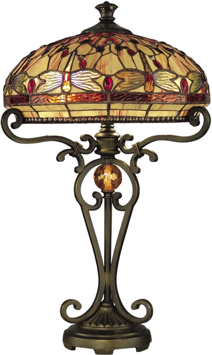 24 inchh dragonfly 2 light tiffany table lamp antique golden sand