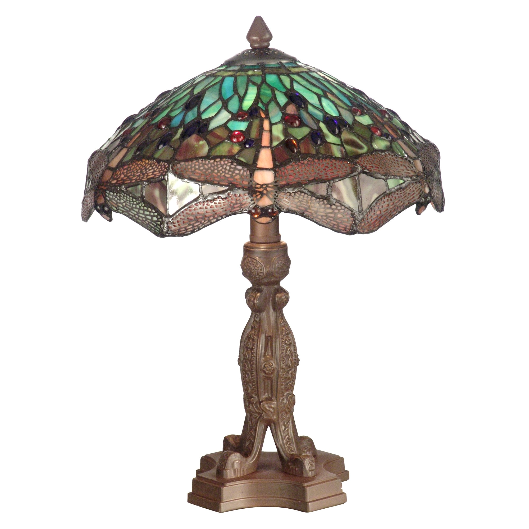 dale tiffany dragonfly with platform base table lamp multi