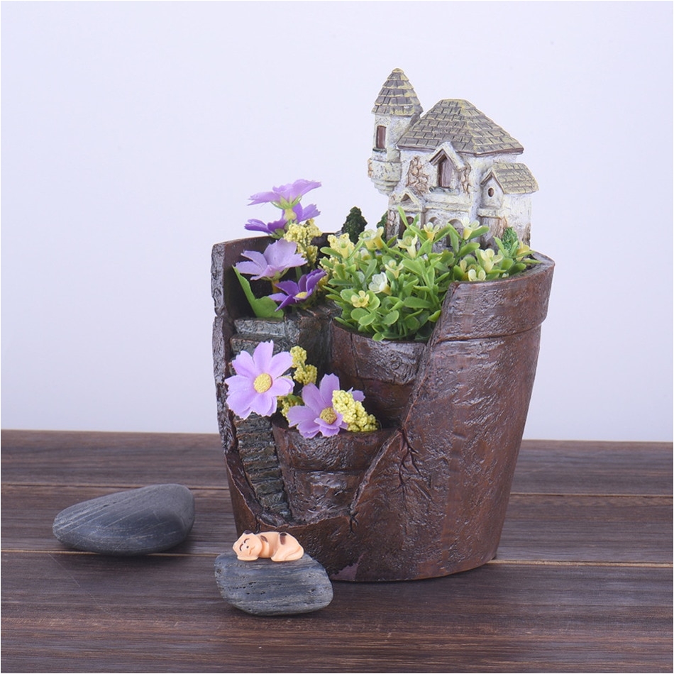 aliexpress com buy creative cartoon hourse resin flower pots micro landscape artificial flower succulent plants pot home desk garden planters from