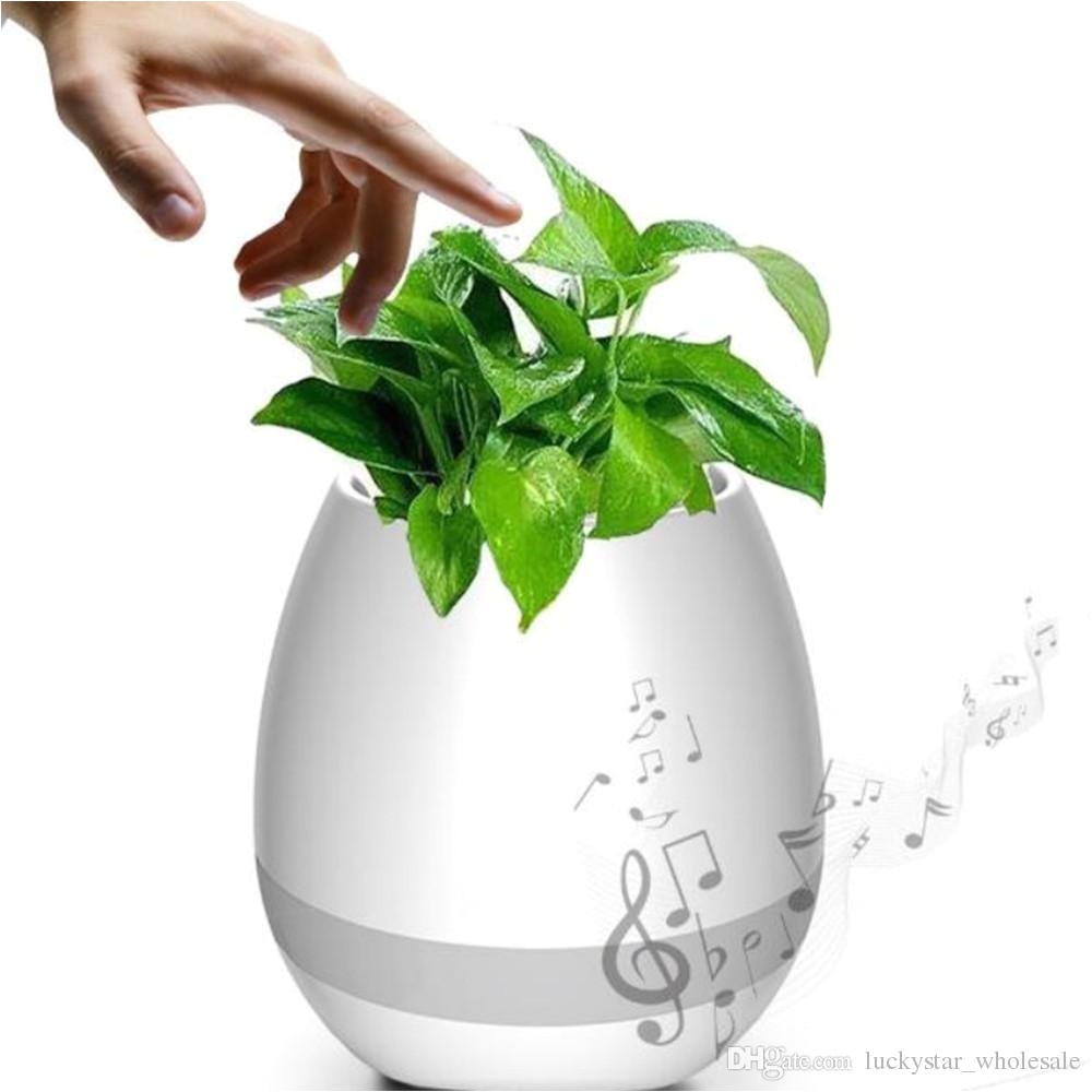 free dhl creative music vase smart music flowerpot wireless bluetooth speaker k3 intelligent plant piano music with colorful led night light speaker online