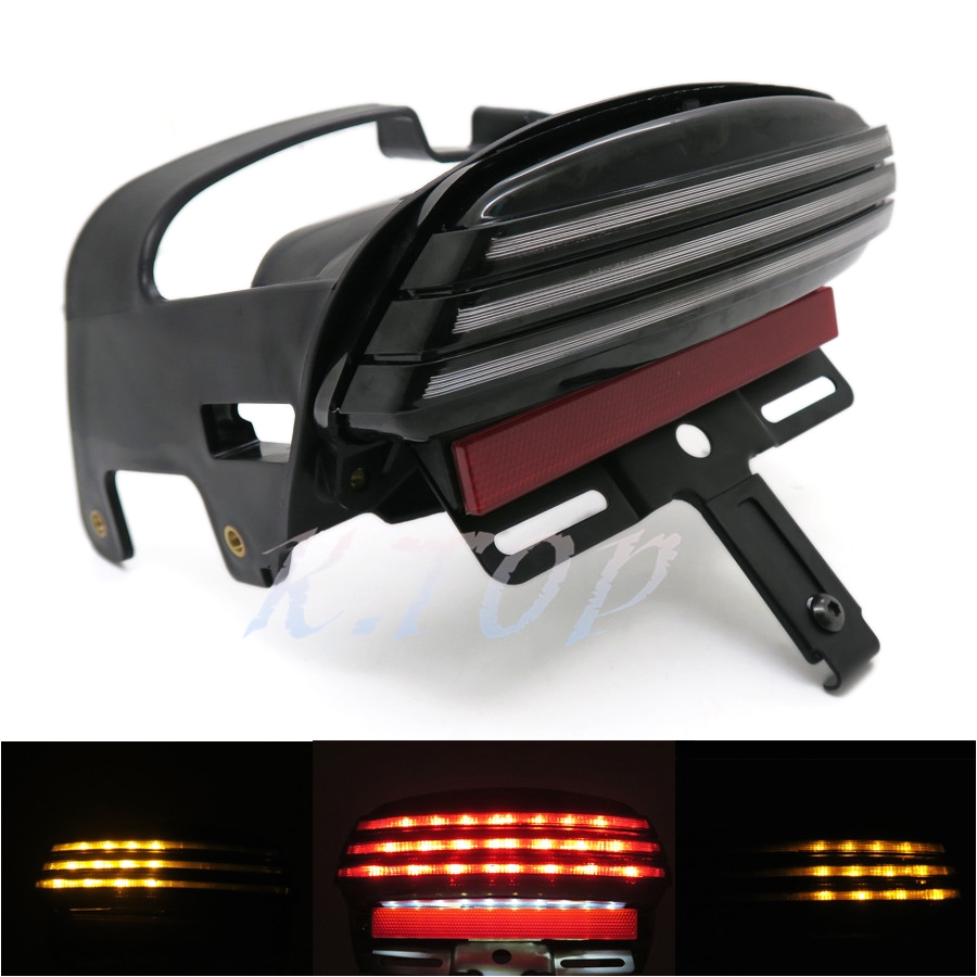 black tri bar led fender turn signal tail light license plate bracket for 08