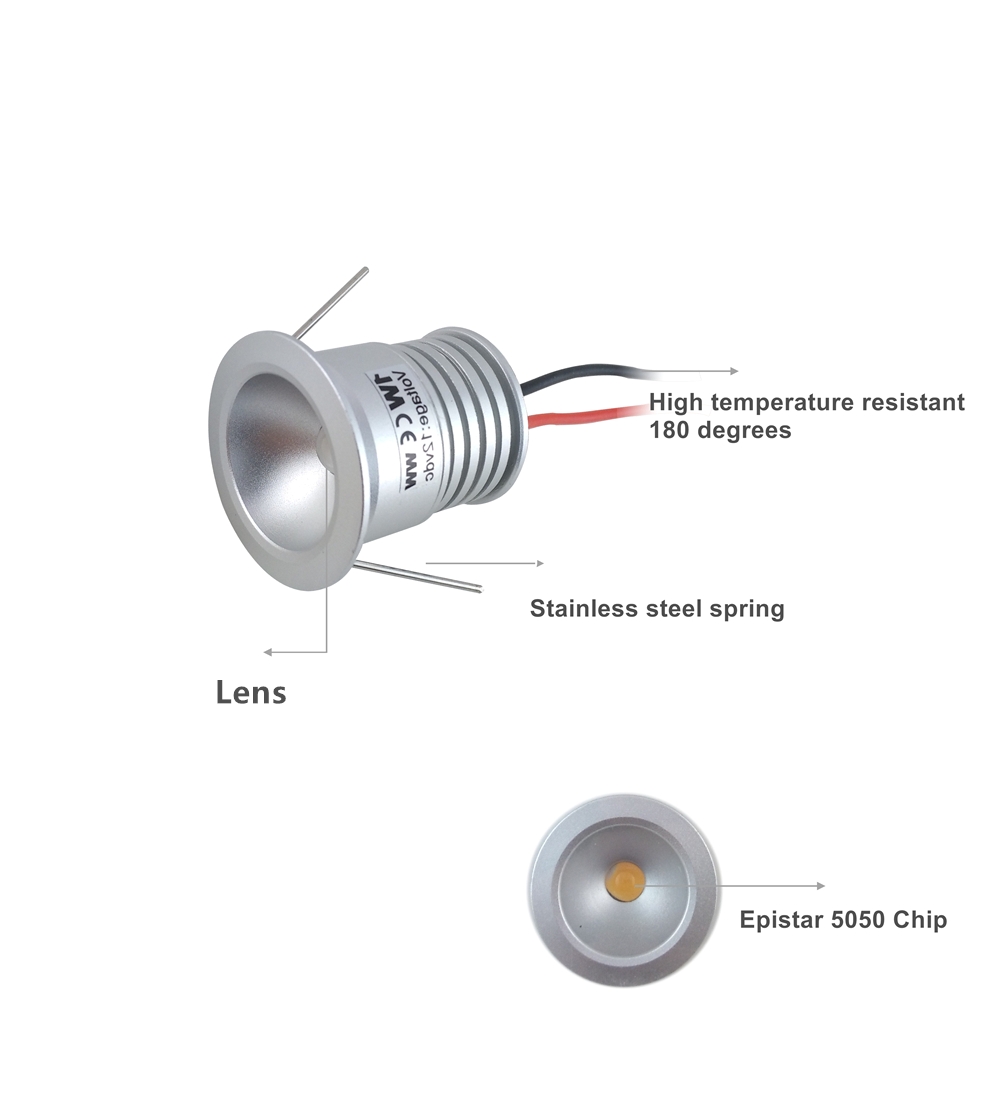 1w mini led spotlight 25mm cutting cabinet down light 60d 120d dc12v small downlight diy spot light 6pcs 2018 new product in led spotlights from lights