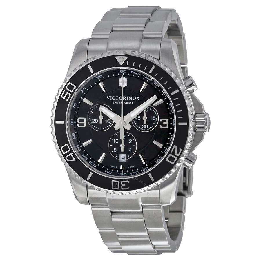 victorinox swiss army maverick chronograph black dial stainless steel mens watch 241695