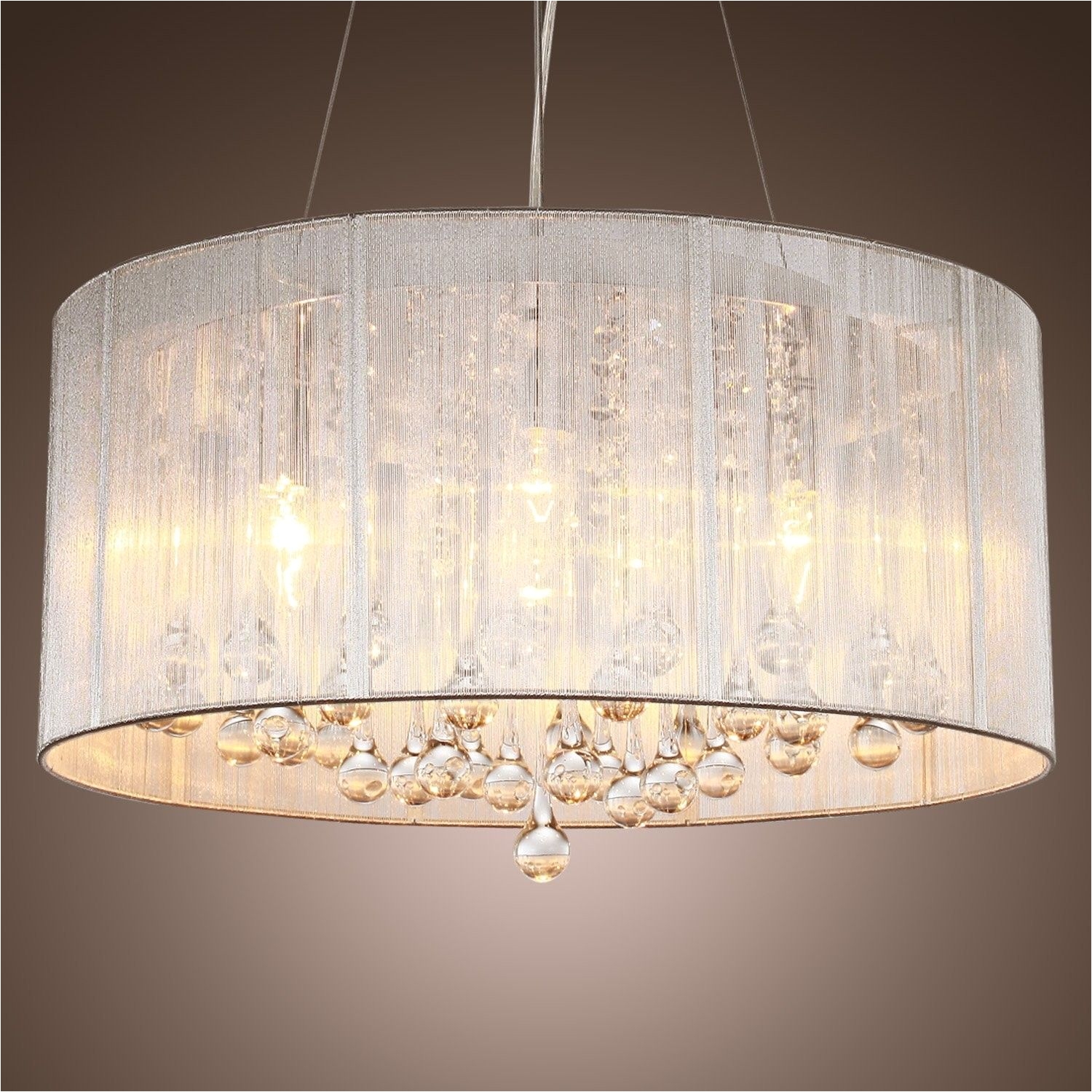 modern crystal pendant light in cylinder shade drum style home