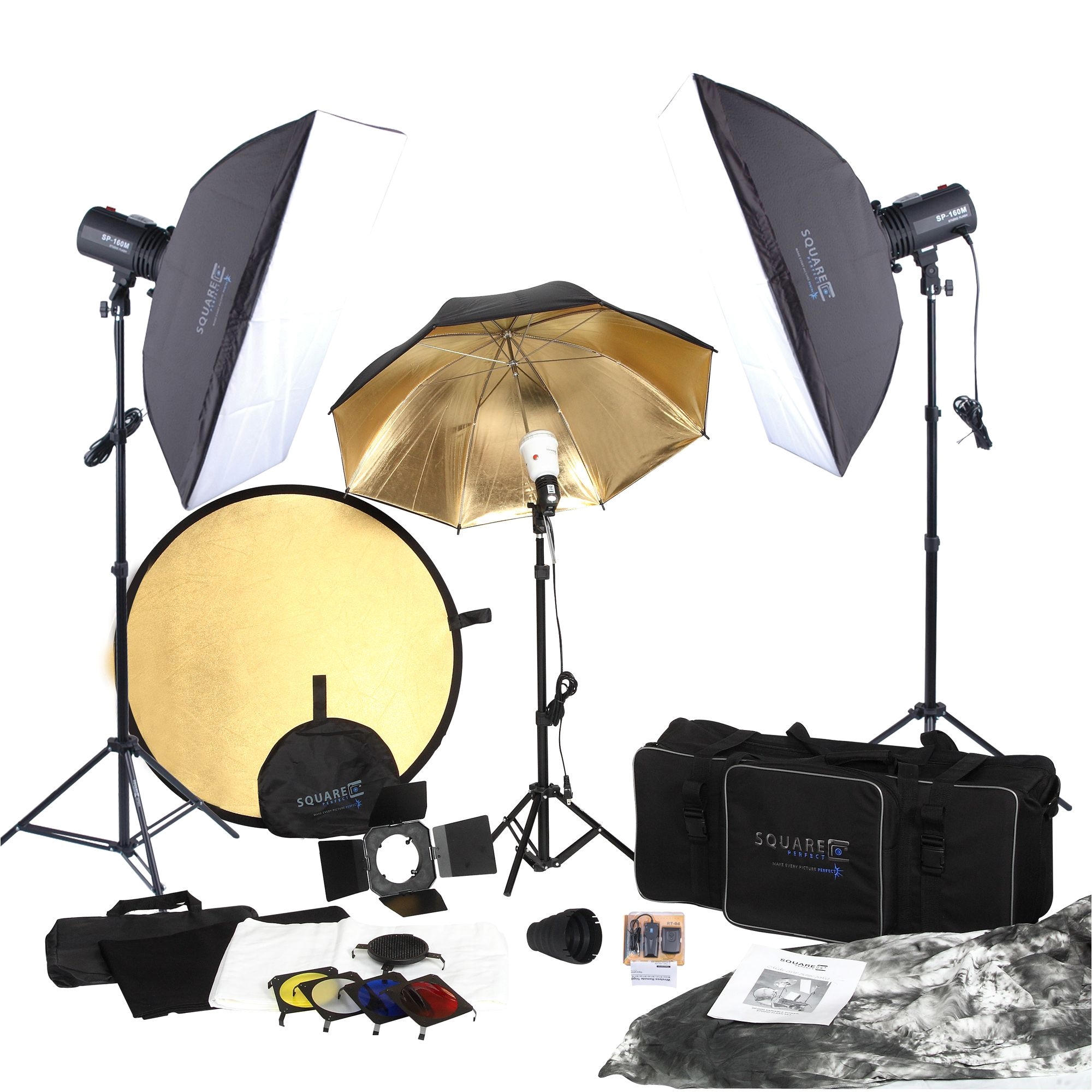 customize and adjust the lighting setup to fit your subject perfectly using this studio kits reflectors