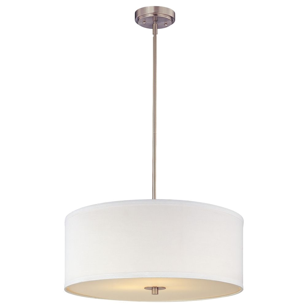 design classics lighting modern drum pendant light with white shade in satin nickel finish dcl kit