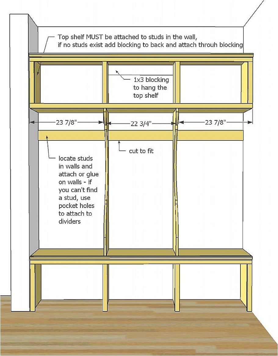 easy and cheap mudroom lockers with bench plans